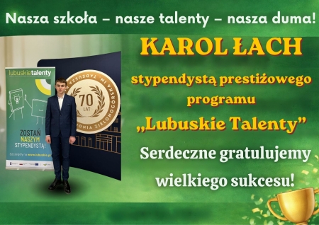 Stypendysta prestiżowego programu Lubuskie Talenty w PSP2